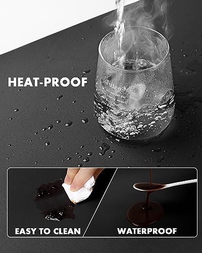 YSAGi Double-Sided Desk Pad, Leather Desk Mat, Eco Cork Desk Pad Protector, Large Mouse Pad for Desk, Waterproof Desk Blotter Pad, Desk Writing Pad for Office Work/Home(23.6"x13.7",Black+Cork) - Image 5