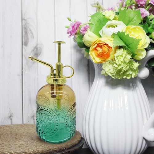 Glass Plant Mister Spray Bottle, 350ML Vintage Plant Spritzer with Top Pump Watering Can for Indoor Outdoor House Plants,Flowers (Yellow-Green Gradient) - Image 5