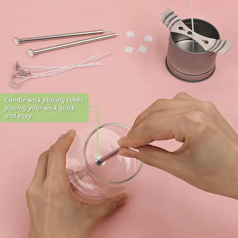 Blingfun Double Boiler Pot Set, Stainless Steel Melting Pot with Candle Wicks, Stickers,Wick Holders,Wick Placing Tube for Soap, Wax, Candle Making - Image 7