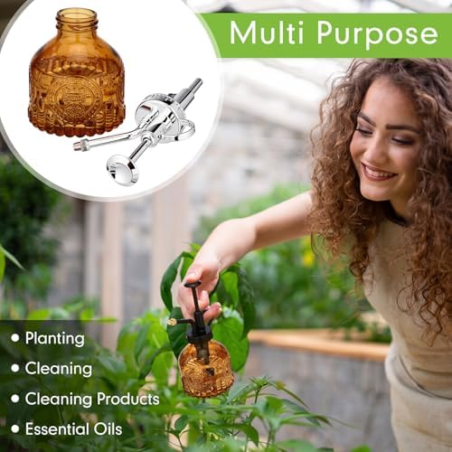 Zopeal 8 Pcs Glass Plant Mister Spray Bottle 200ml Vintage Plant Spritzer Multicolor Succulent Watering Bottle Watering Can 6.4'' with Plastic Top Pumps for Indoor Outdoor Garden Plants (Silver) - Image 7