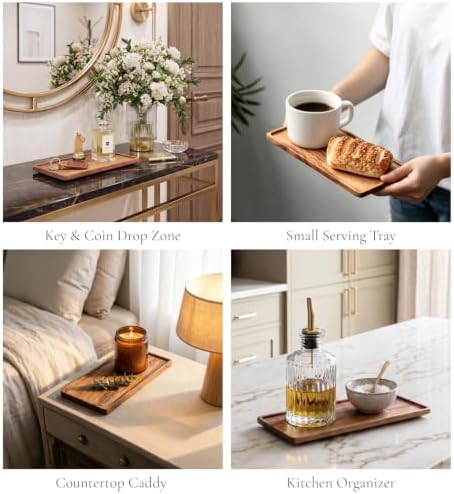 Vandroop Mini Wooden Serving Platter, Small Wood Serving Tray 9.8 x 4.6 in - Image 5