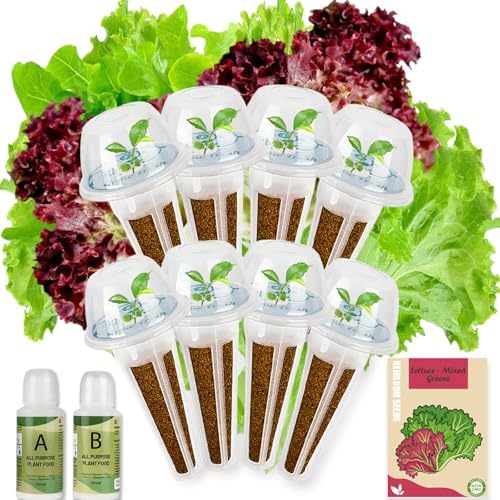 Salad Greens Mix Seed Pod Kit for Aerogarden, 8-Pods Hydroponic Refill Pack, Compatible with All Indoor Gardens, Includes Grow Sponges, Plant Food, Grow Anything Seed Pod Kit, 8-POD by Hreblink