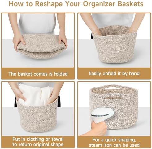 3 Pack Small Rope Storage Baskets, 9.82×9.82×7.1", Brown - Image 6