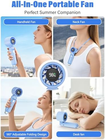 AI Handheld Fan Turbo, 100-Speed Portable Fan Rechargeable, Mini Fan with 12800 RPM Strong Airflow, Foldable 4-in-1 Personal Fan for Travel, Camping, Beach & Office, USB-C & Lightweight & Quiet - Image 5