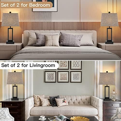 23.5" Touch Control Table Lamps Set of 2, Bedside Lamp with 2 USB Charging Ports & AC Outlet, 3-Way Dimmable Modern Nightstand Lamp for Living Room Bedroom End Table Office(2700K 2 LED Bulbs Included) - Image 6