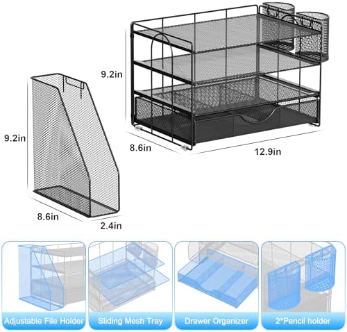 gianotter Metal Mesh Desk Organizers and Accessories with File Holder - Image 5