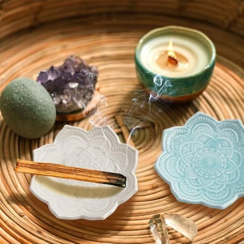 Tracing Gold Lotus Plate Ceramic Ring Jewelry Plate Tabletop Jewelry Storage Tray Decoration,Ceramic Mandala Ring Holder,Decorative Jewelry Holder,Decorative Tray(white,style 2) - Image 4