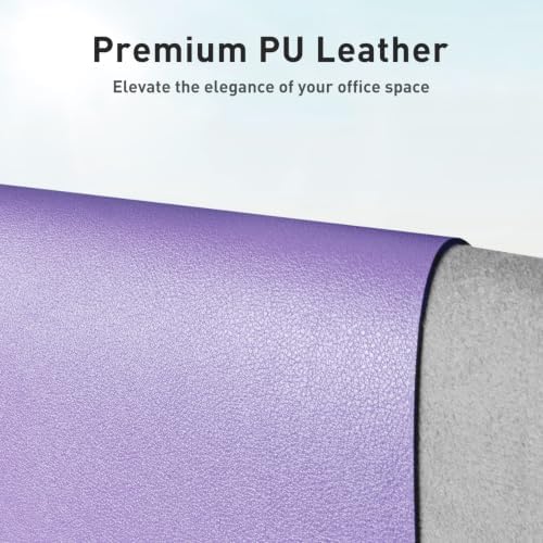 Aothia Faux Leather Desk Mat Mouse Pad, 63" x 24", Light Purple - Image 2