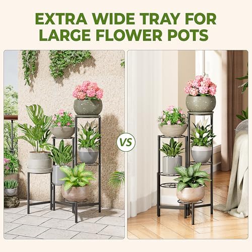 6 Tier Metal Plant Stands Outdoor Indoor, Heavy Duty Flower Pot Holder Potted Display Rack Shelf, Tall Corner Plant Shelf for Patio Garden Balcony Living Room Bedroom -BlackDiamond - Image 4