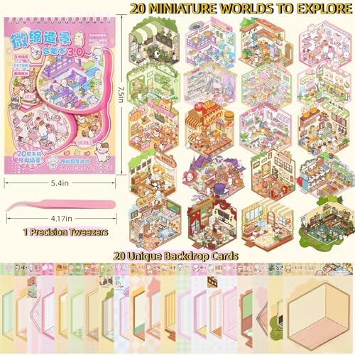 3D Miniature Room Sticker Book, Pink - Image 2