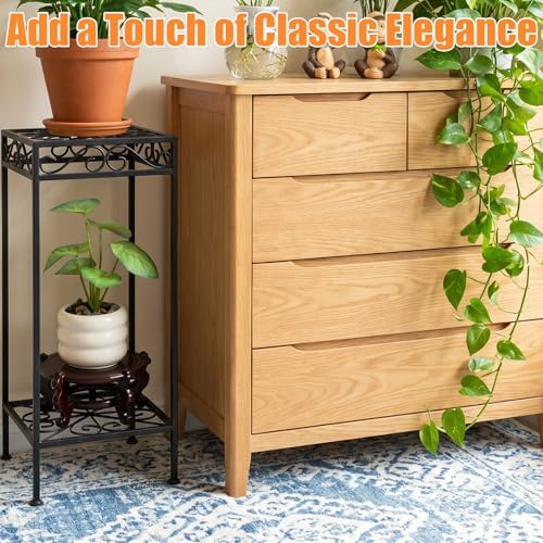 2 Pcs Wooden Plant Stands Chinese Plant Stand Indoor Oriental Display Base for Vase Fishbowl Flower Pot Lamp Redwood Vintage Rack Decor 6.5x3.35 Inch - Image 4