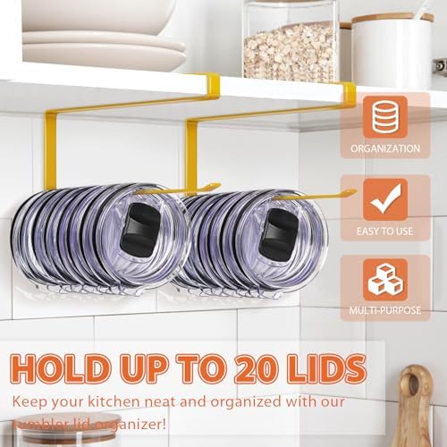 2 Pack Tumbler Lid Organizer, Versatile Tumbler Storage Holds 20 Lids Gold - Image 2