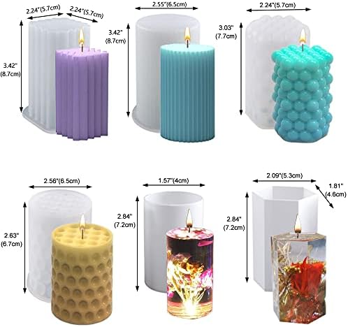 6Pcs Silicone Candle Molds Set for Candle Making - Image 2