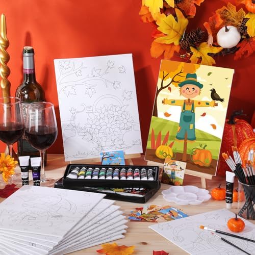 Sherr 12 Pcs Pre Drawn Canvas for Adults,Happy Autumn,8 x 10 Inch - Image 4