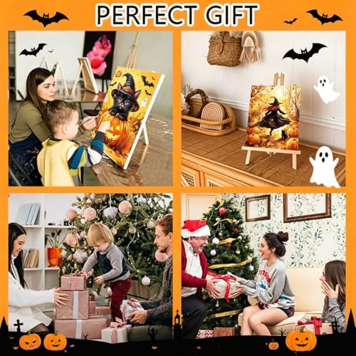 4 Pack Halloween Framed Paint by Numbers Kit for Adults Beginners 8x12 inch - Image 7
