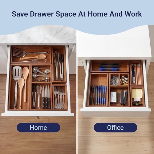 happimess Eldora 5-Piece Handcrafted Bamboo Drawer Organizers, Brown - Image 4
