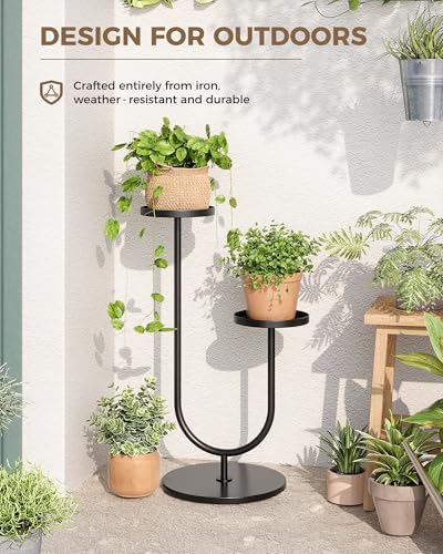 Bamworld Outdoor Plant Stand Metal Plant Stand Indoor - Image 2