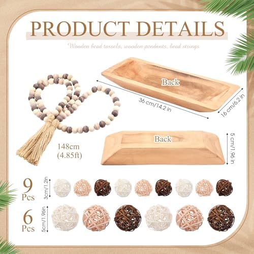 Teenyyou 17 Pcs Wooden Centerpiece Table Decorations, Light Brown - Image 2