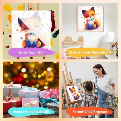 Fox Paint by Numbers Kit for Kids, 8x8 inch - Image 7