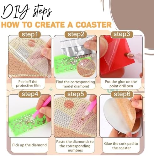 8 Pcs Bohemia Diamond Painting Kits | Diamond Painting Kits with Holder | Diamond Art Coasters for Beginners Adults - Perfect Art Craft Supplies Gift!… (Bohemia) - Image 4