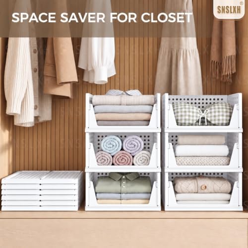 SNSLXH Closet Organizers and Storage, 5 Pack Stackable Closet Bins - Image 2