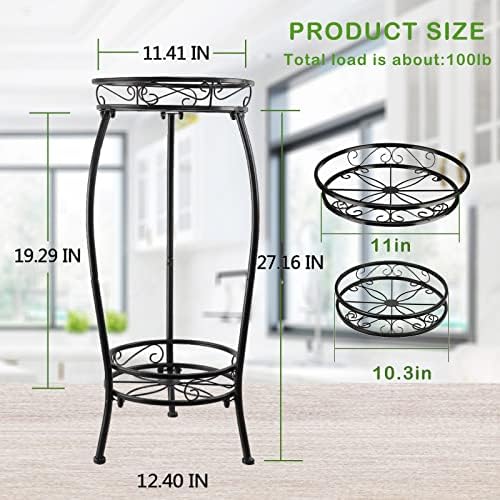 MOCORY Plant Stand Indoor Outdoor, 2 Tier 27.1" Tall Metal, Black - Image 3