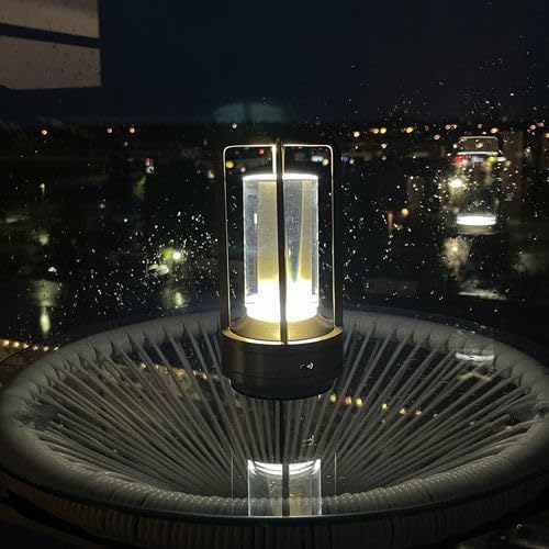 Klarako Crystal Lantern Lamp – Modern Cordless Rechargeable Bedside & Outdoor Light, Portable Wireless Lamp – Dimmable Touch Control – Luxury Living Room & Hotel-Style Lighting (Black, 5-Pack)