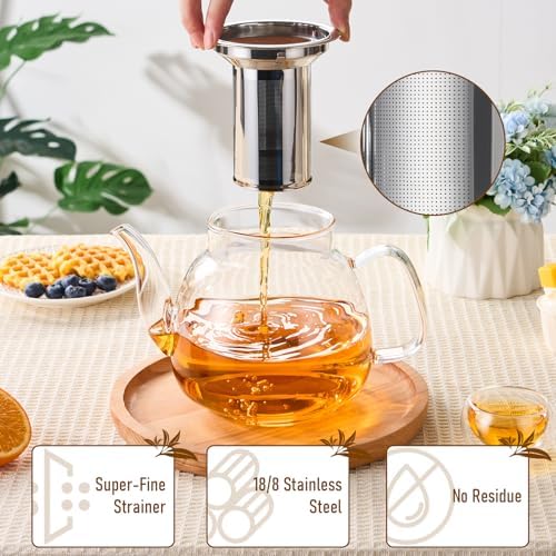 PARACITY Glass Teapot with Infuser, 50 oz Stovetop Kettle for Loose Tea - Image 4
