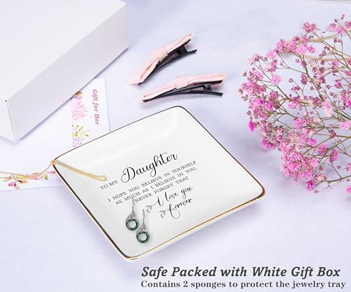Meaningful Birthday Graduation New Year Christmas Gifts for Daughter from Mom,Dad,Reminder Gifts,Motivational Present,Encouraging Present,Ceramic Jewelry Tray Trinket Holder Ring Dish - Image 2
