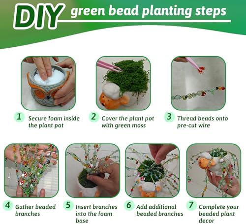YLINKZORMA Beaded Plant Kit, Green Glass Forever Plant Beads Jewelry Making - Image 4