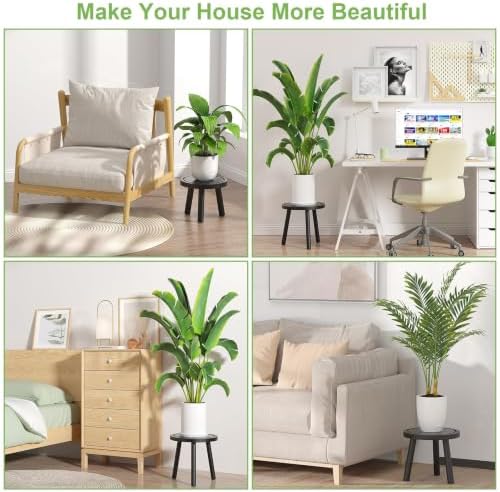 Wood Plant Stands Indoor, 16.7" Tall Plant Stand Outdoor Mid-Century Plant Stool, Single Plant Table Modern Small Round Side/End Table for Living Room, Balcony, Office (Brown) - Image 5