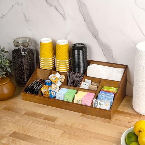 happimess Bambury 18" Cup and Condiment Station Bamboo Organizer, Brown - Image 2
