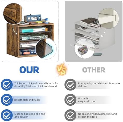 Simple Trending 4-Tier Desk File Organizer, Paper Organizer, Rustic Brown - Image 5