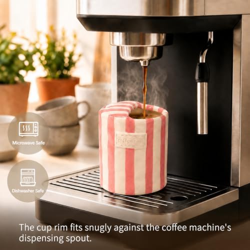Ceramic Coffee Mug with Sip Hole, 12oz To Go Ceramic Mug Striped - Image 3