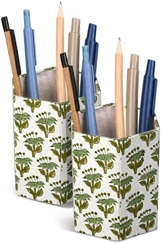 CPC Emerald Green Block Print Cotton Pen Holder Set of 2 by COTTONPRINTCLUB