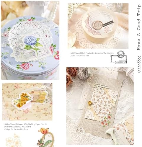 Doraking 100pcs Vintage Floral Scrapbook Paper Journaling Stickers - Image 7
