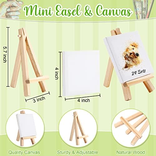 Zubebe 48 Pcs Mini Canvas Painting Kit with Easel, 4 x 4 in, Square Shaped - Image 4