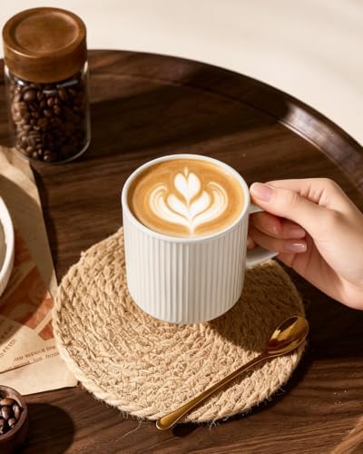 famiware Coffee Mug Set of 6, Star 12 oz Ceramic Mugs Cups Set with Handle - Image 2