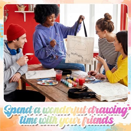Locmeo 10 Set Paint and Sip Canvas Bags Pre Drawn Kit,Scenery - Image 4
