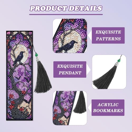 6 Pack Diamond Painting Bookmark of Gothic Romantic Design with Tassel - Image 4