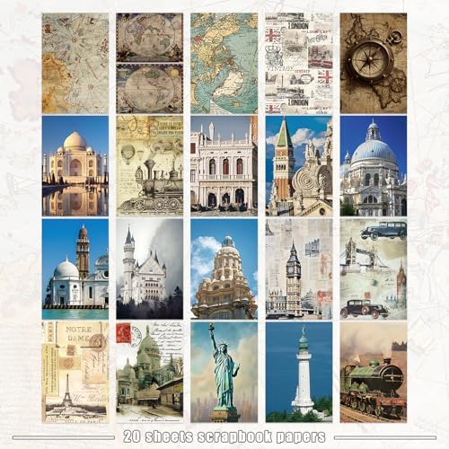 Bomichi Travel Sticker Book, 32 Sheets 377 Pcs Vintage Aesthetics Stickers & 20 Sheets Washi Paper for Journaling Scrapbooking Bullet Journals Planners Letter Card Making - Image 2