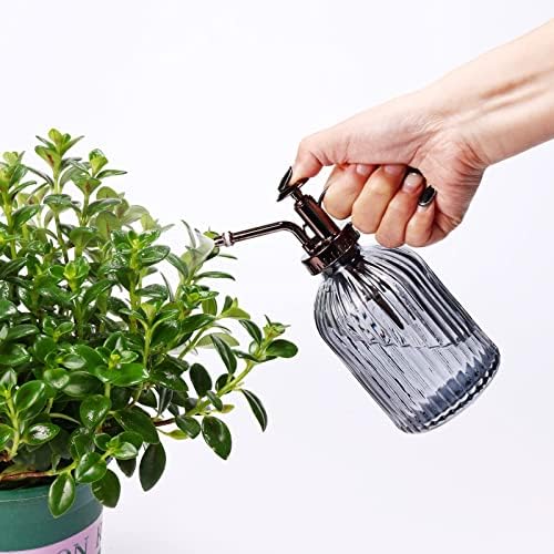 Glass Plant Mister - 7.5" Green Glass Water Spray Bottle with Gold Top Pump, Indoor/Outdoor Small Plant Sprayer (Gray+Bronze) - Image 5