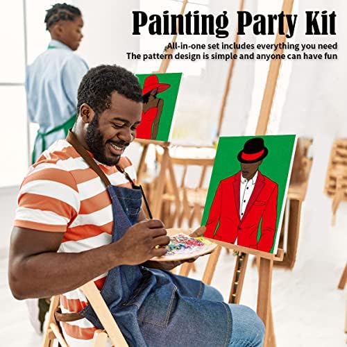 VOCHIC Couples Paint Party Kits Pre Drawn Canvas for Adults Paint and Sip Kit Date Night Games for Couples Painting Art Set 8x10 Elegant Ladies Gentlemen (2 Pack) - Image 3