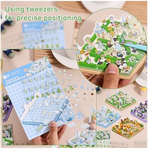 Girls 3D Miniature Scene Stickers,4 Sets Fantasy Maze DIY House Stickers for Alice's Garden, Magic Garden, Desert Adventure, Snow Maze, 3D Sticker Scenes for Adult Kids Relief Stress Pass The Time - Image 4