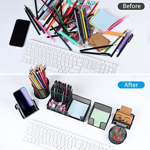 Desk Organizers set with Mesh Pen Holder Cup Office Supply(6 Piece set) - Image 5