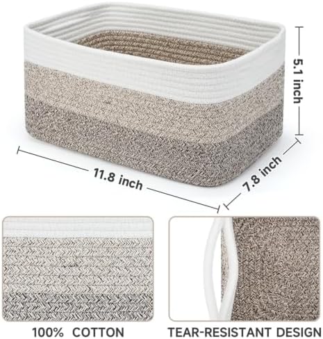 3 Pack Small Storage Baskets for Organizing, 11.8×7.8×5.1", Gradient Brown - Image 2