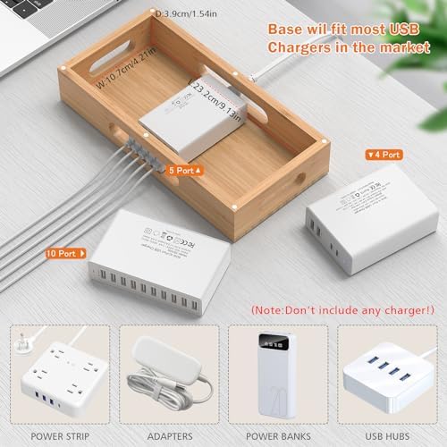 Pezin & Hulin Bamboo Charging Station with 5 Cables-Natural Bamboo - Image 5
