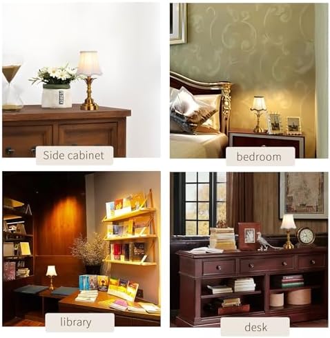 Small Spaces Bedroom Nightstand Dimmable Vintage Mini Table Lamps ，Entry Way Table Home Decor Tabletop LED Desk Light Set of 2- Whit Lampshade - Image 5