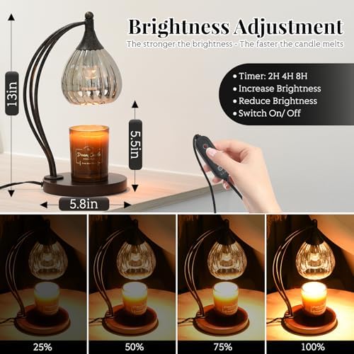 Candle Warmer Lamp with Timer Dimmer - Electric Candle Lamp for Jar Candles with 2 Bulbs - Candle Warmer Light for Scented Wax Valentines Day Gifts New Home Decor for Women Mirror Silver - Image 3
