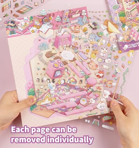 6 Sets DIY 3D House Stickers, Fun DIY Stickers Scene Sticker Book - Image 4